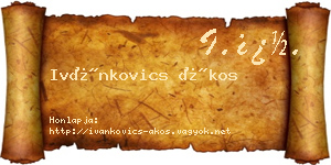 Ivánkovics Ákos névjegykártya
